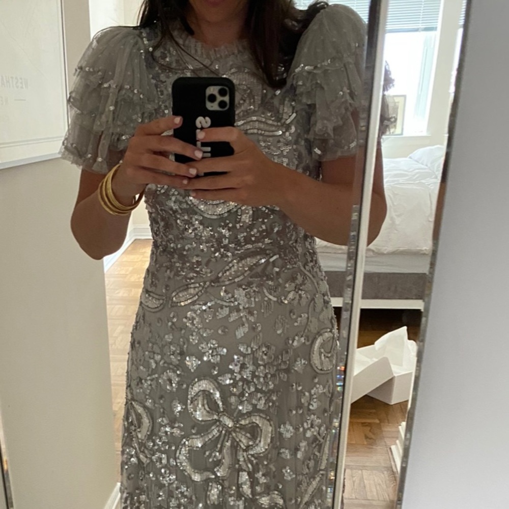 Needle & Thread Silver Sequin Embellished Gown - Picture 2 of 6
